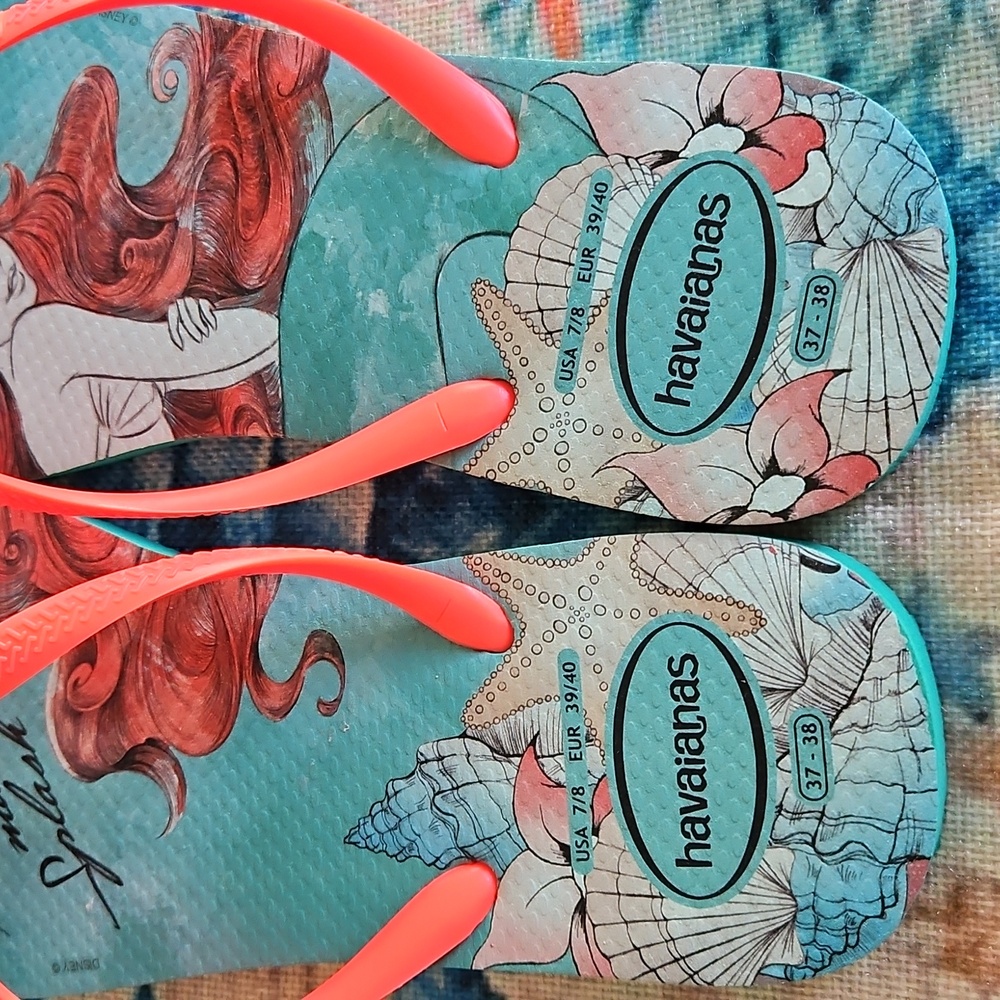 Havaianas Disney Ariel Flip Flops Size 7/8 - Picture 5 of 16